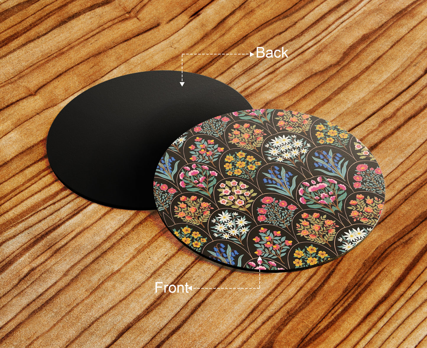 Floral Damask Pattern Combo Mugs and Coaster(Set of 2 Mugs and 2 coasters) 330 ml Coffee Mug