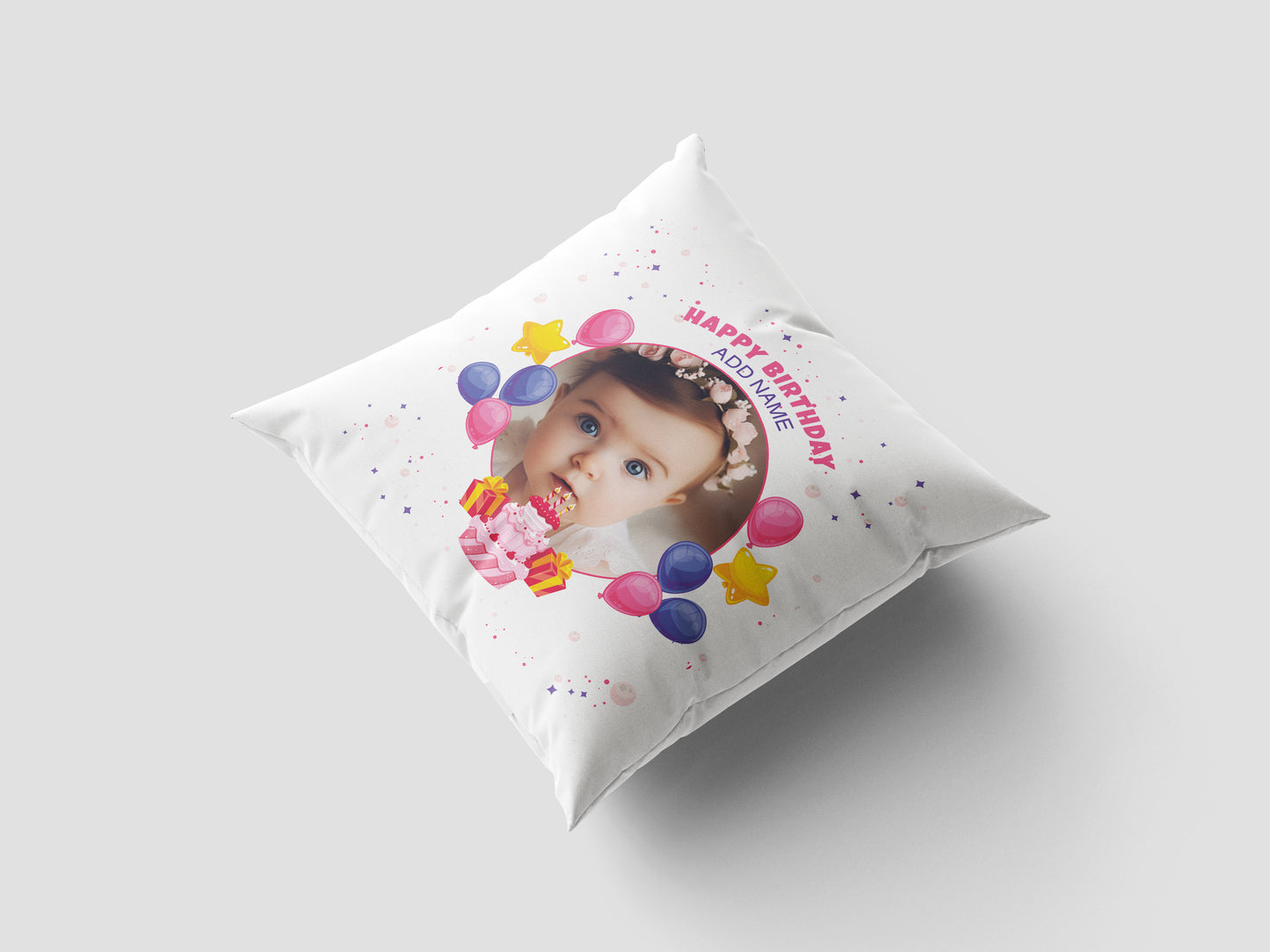 Happy Birthdays Personalized Cushion Add One Photo (12x12 inch), Pack of 1