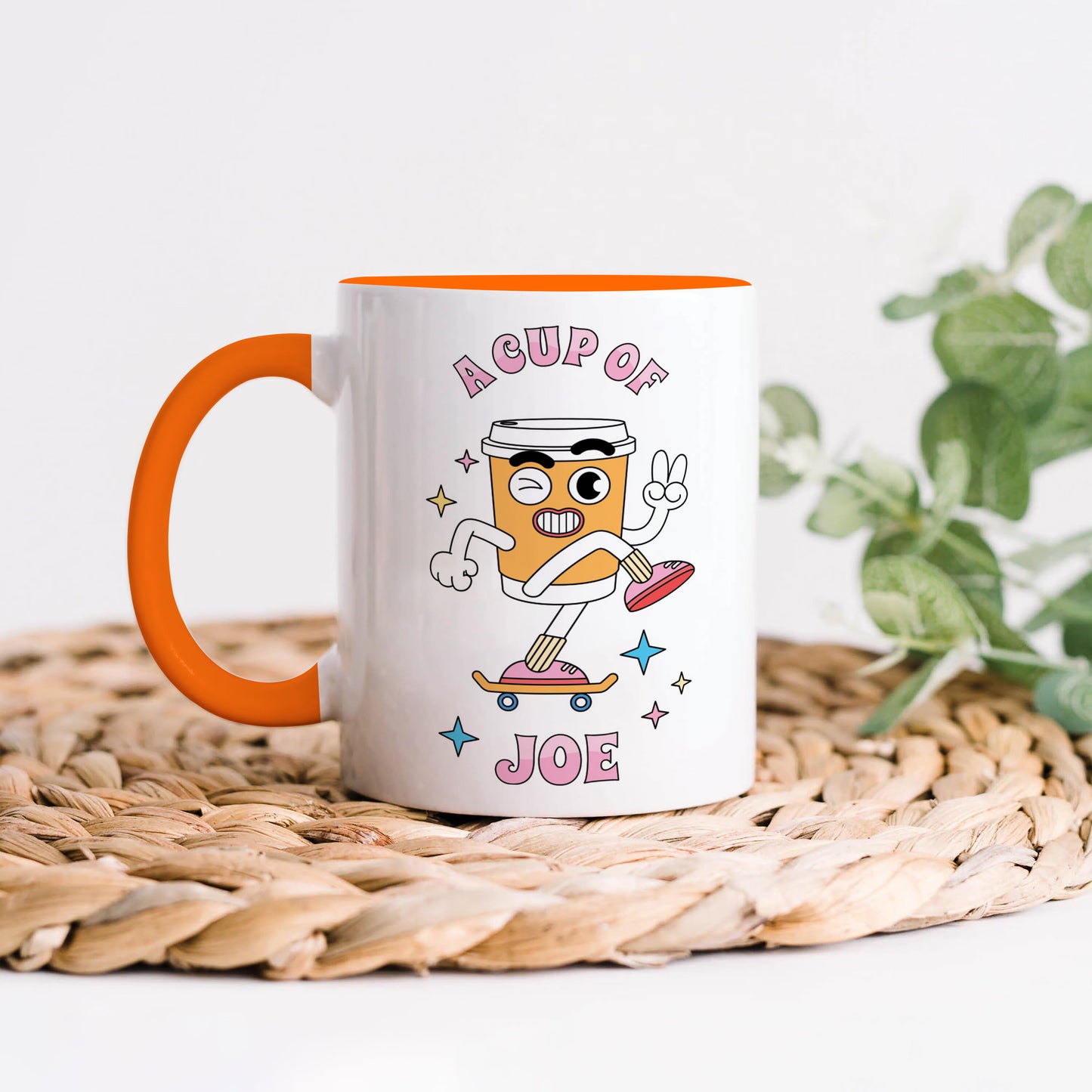 A Cup of joe design Orange Handle 330 ml Coffee Mug