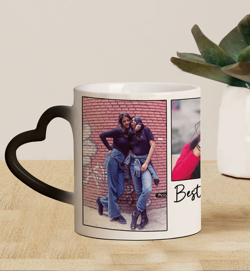Best Friend forever customized add three photos magic mug 330 ml Coffee Mug