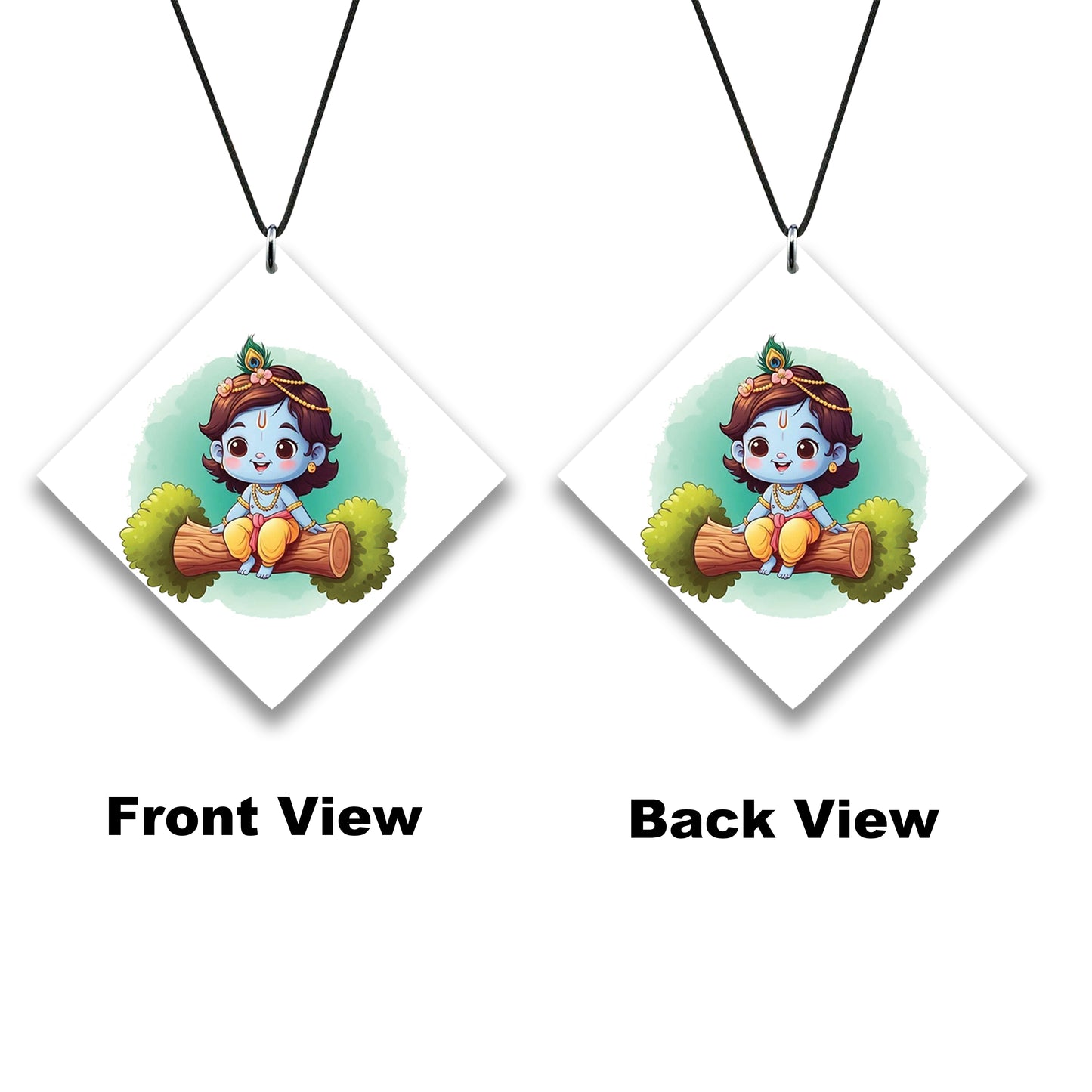 Cute baby Krishna vector art Premium Glossy Printed Car Hangings