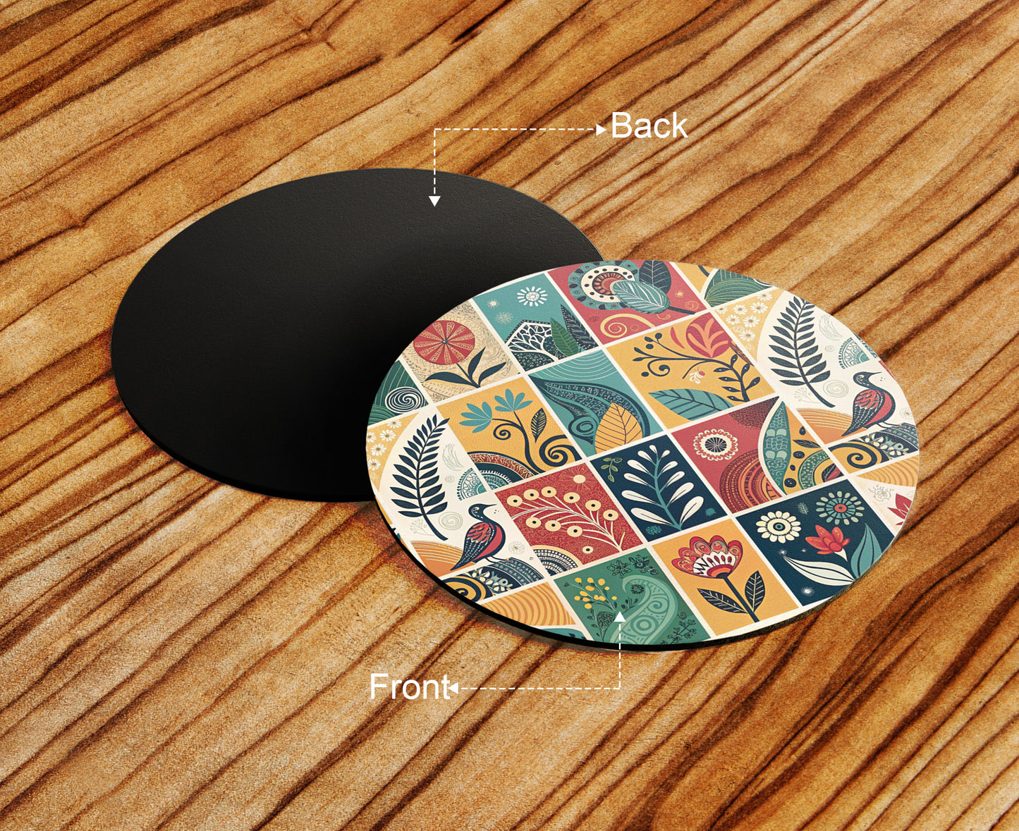 Korean Chuseok patterns with harvest designs Combo Mugs and Coaster(Set of 2 Mugs and 2 coasters) 330 ml Coffee Mug