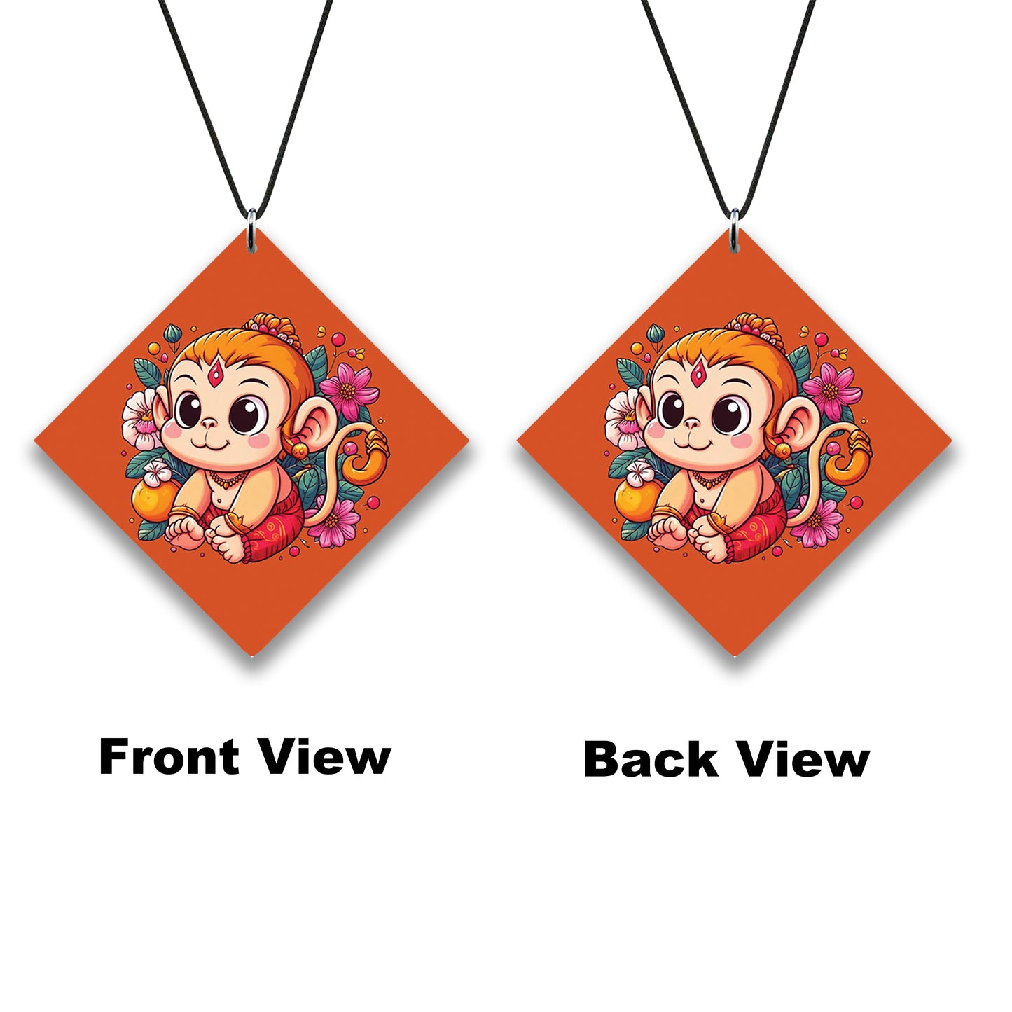 Cute baby Hanuman vector art Premium Glossy Printed Car Hangings