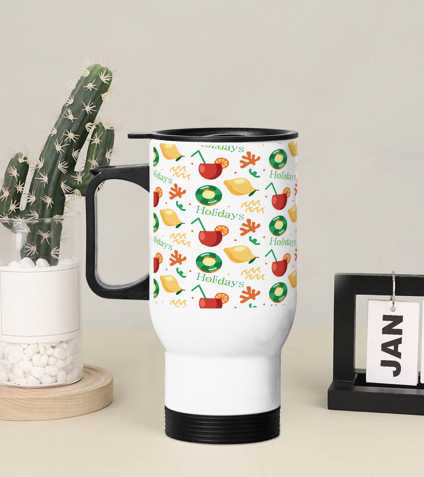 Holiday beach pattern Printed 350ML Travel MUG