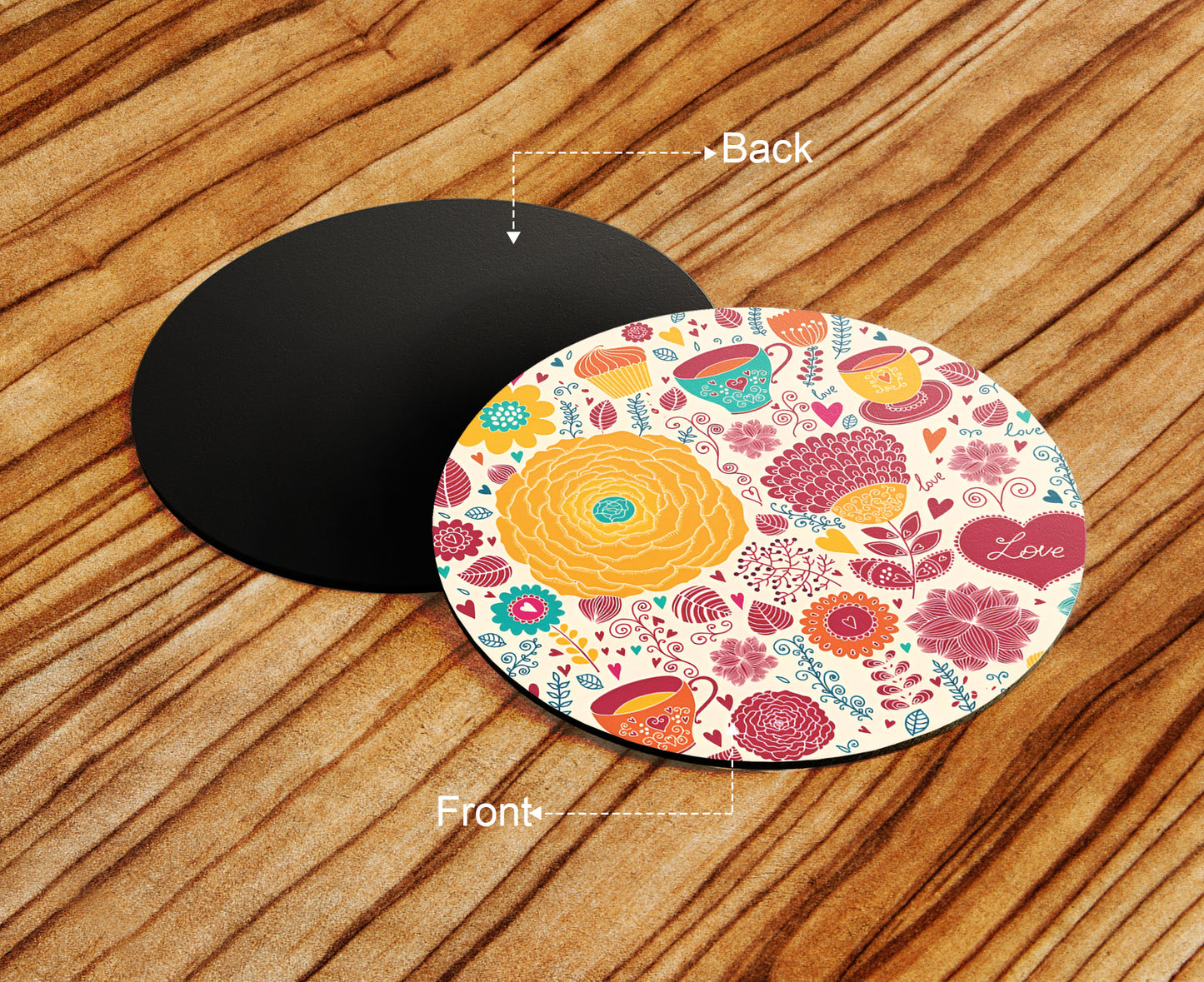 Tea and flowers Seamless pattern Combo Mugs and Coaster(Set of 2 Mugs and 2 coasters) 330 ml Coffee Mug