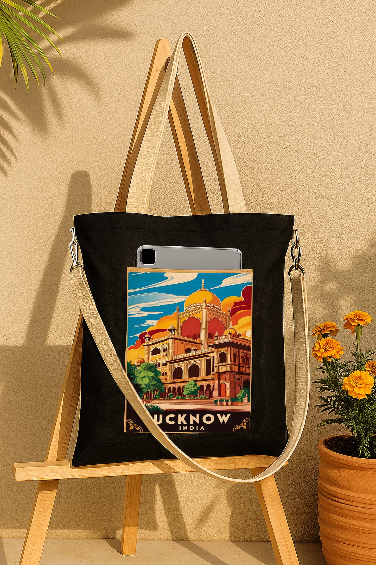 Lucknow india Printed Women's Girls Cross Body Sling Bag with Extra Front Pocket, College Bag for Girls, Tote Bag for Shopping,Travel