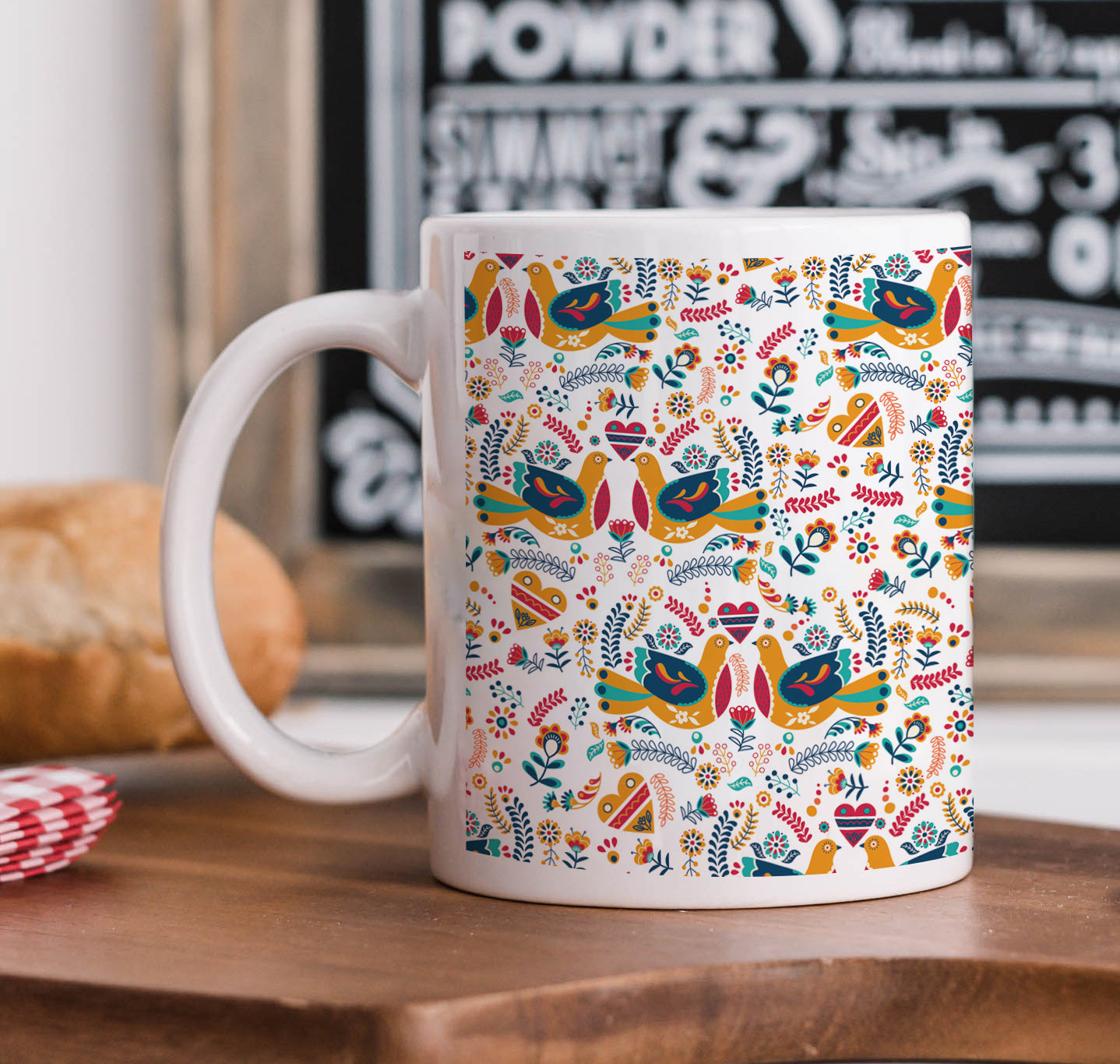 Flat design nordic pattern design White 330 ml Coffee Mug
