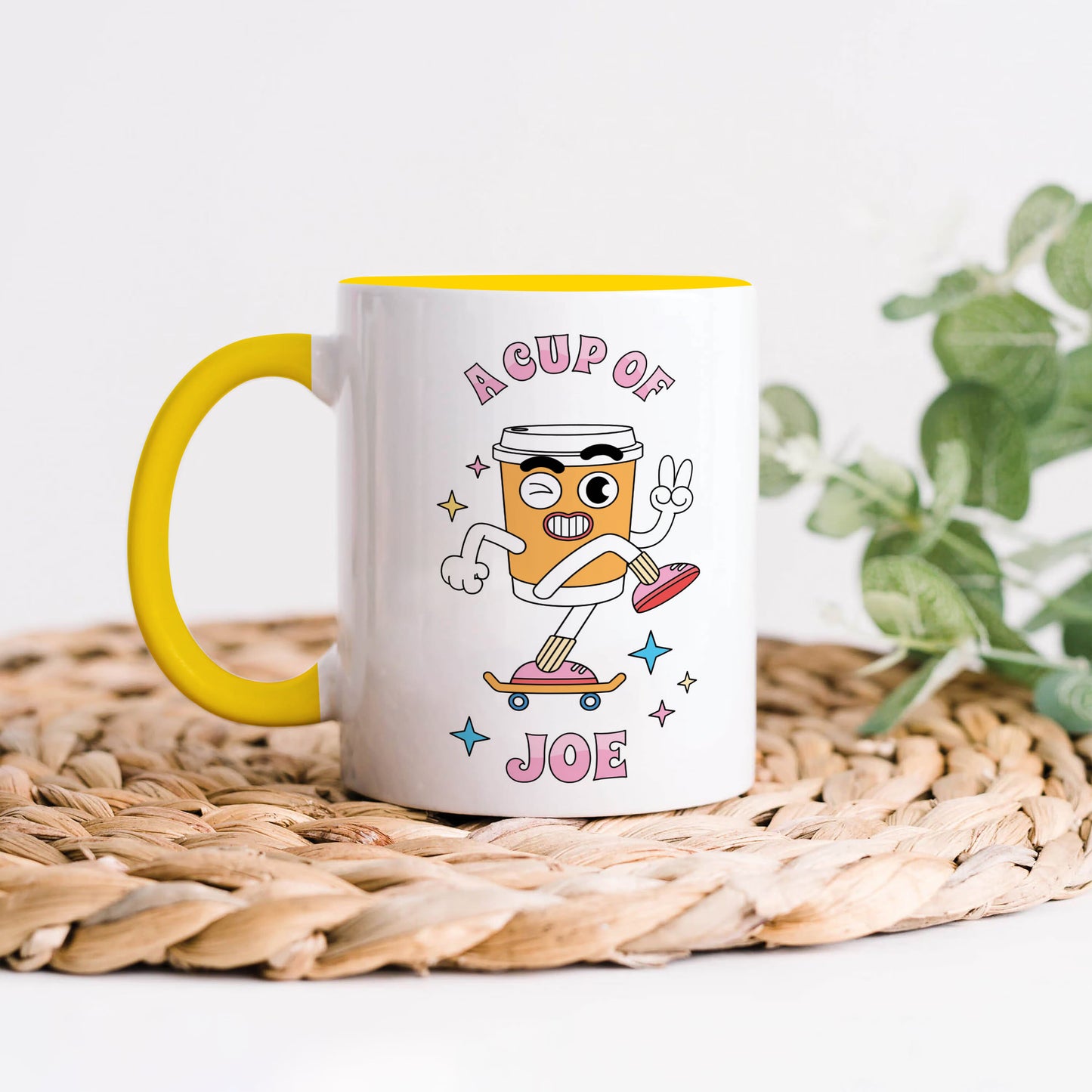 A cup of joe design Yellow Handle 330 ml Coffee Mug