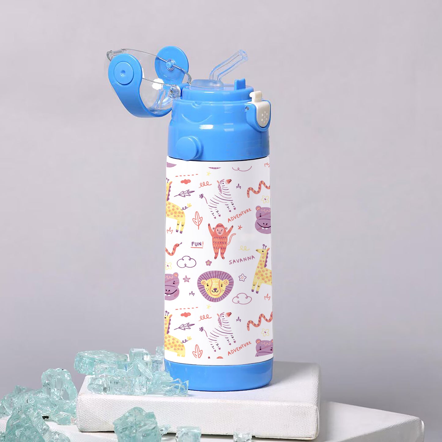 Colorful Doodle animals art and words pattern 500ml kids Bottle