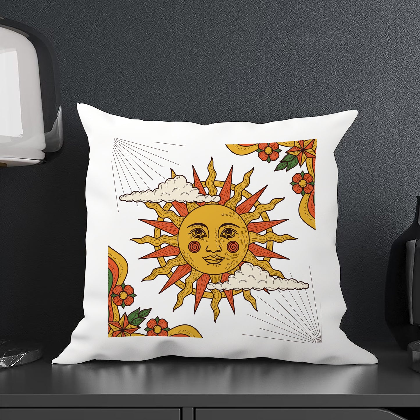 Hand Drawn Retro Sun illustration art design Cushion (12x12 inches) Pack of 1