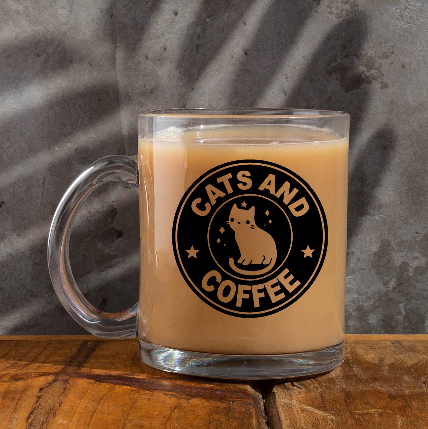 cats and coffee Printed Glass Mug