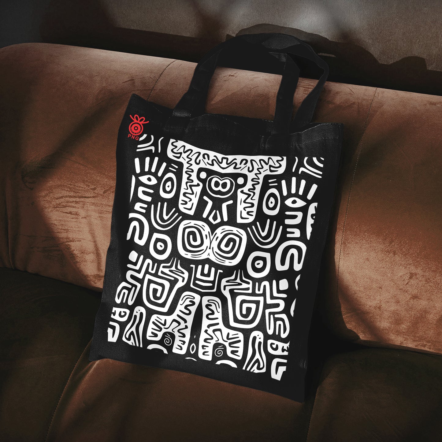 Black and white seamless Design Tote Bag (14 X 16 Inches) For Shopping, College, Travel
