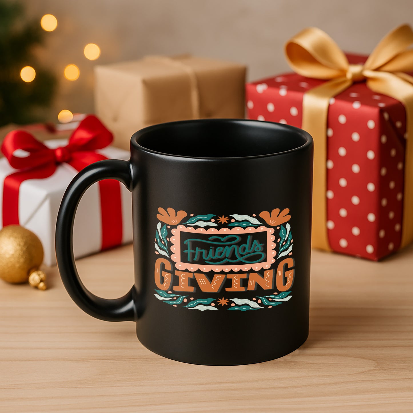 Friends Giving 330 ml Black Coffee Mug (Pack of 1)