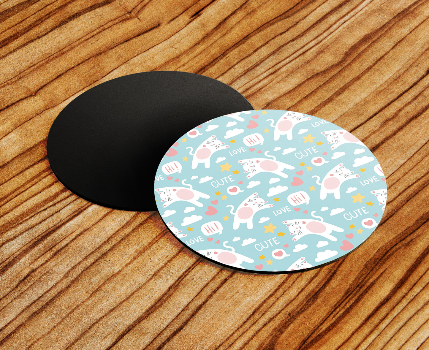 Hand Drawn Cats Words Pattern Mug and Coaster 330 ml Coffee Mug