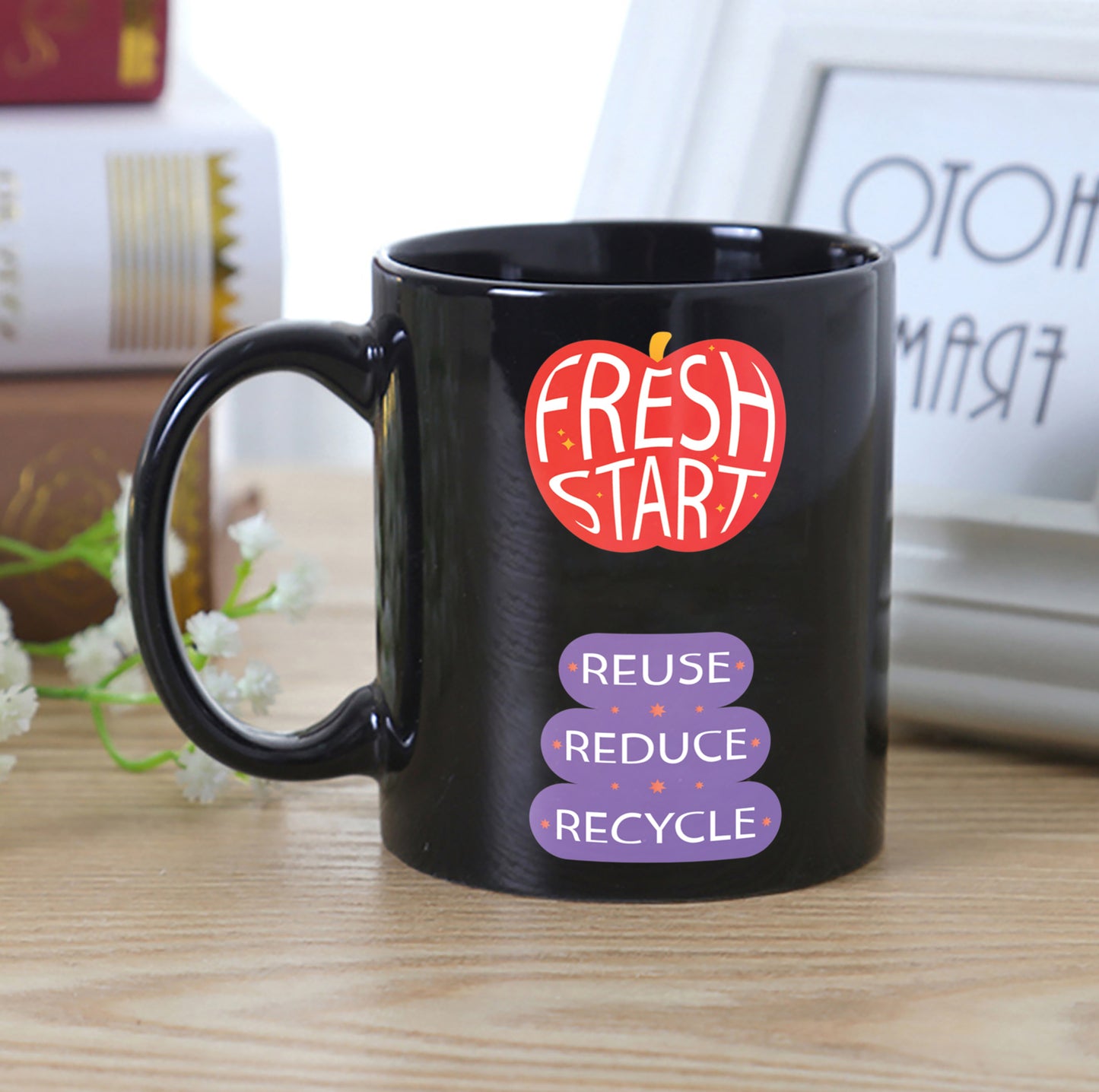 Flat design retro sticker collection Full Black 330 ml Coffee Mug