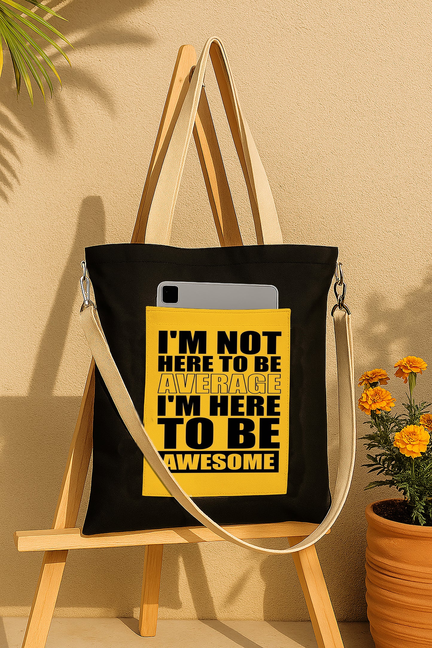 I am not here Printed Women's Girls Cross Body Sling Bag with Extra Front Pocket, College Bag for Girls, Tote Bag for Shopping,Travel