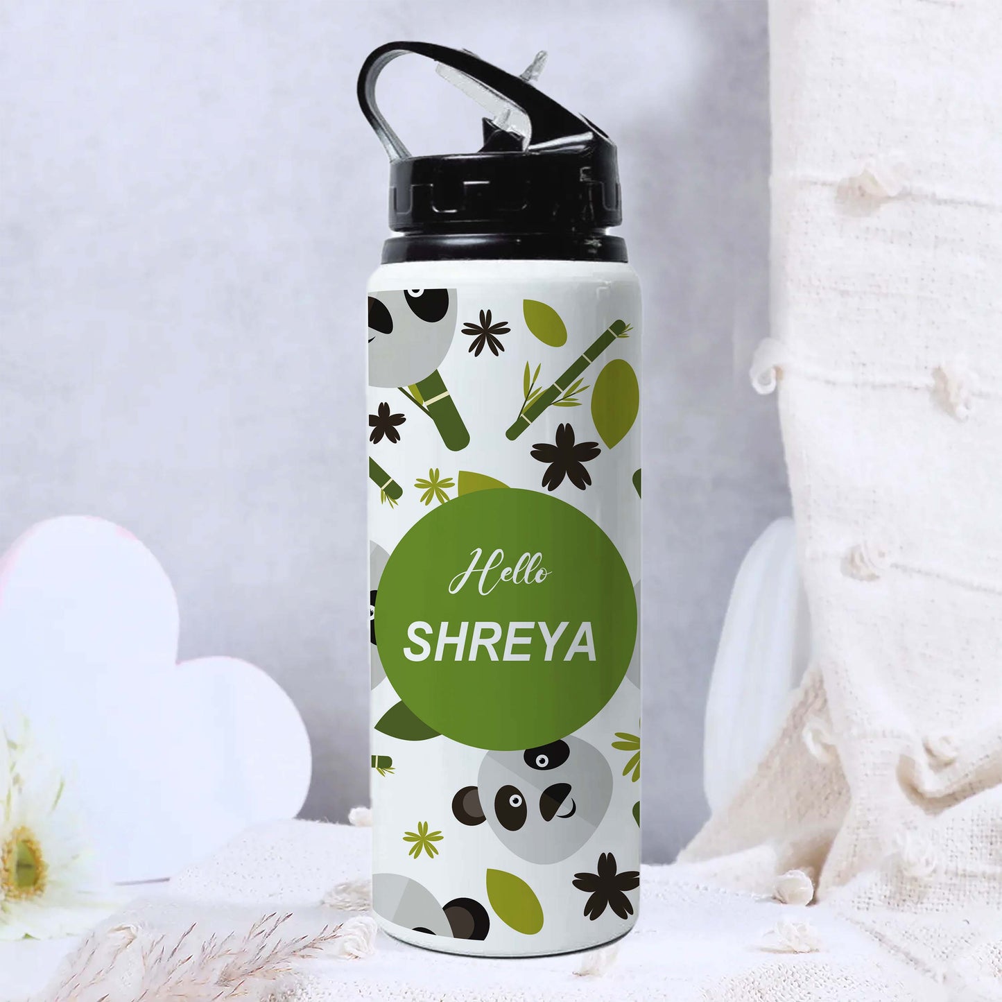 Hidden Panda Water Bottle with Lid & Straw