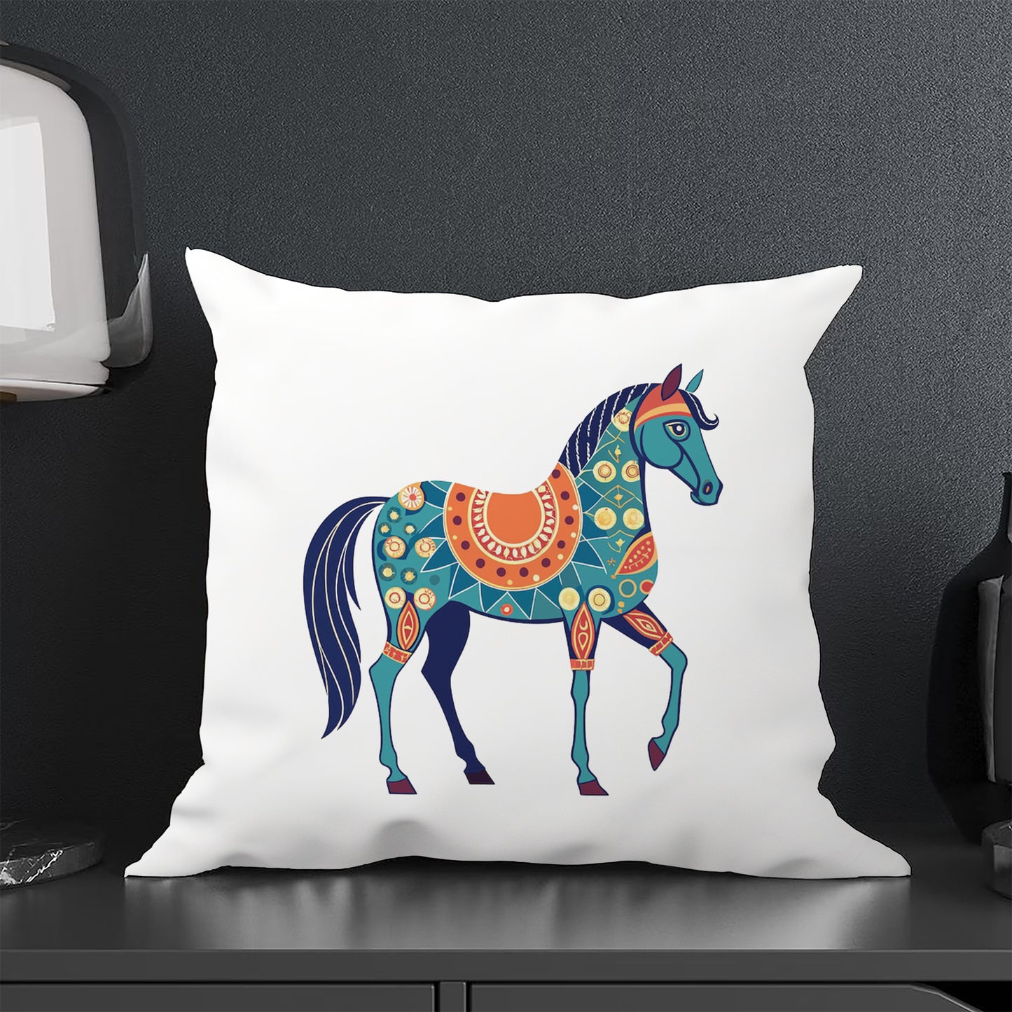 Colorful horse design Cushion (12x12 inches) Pack of 1