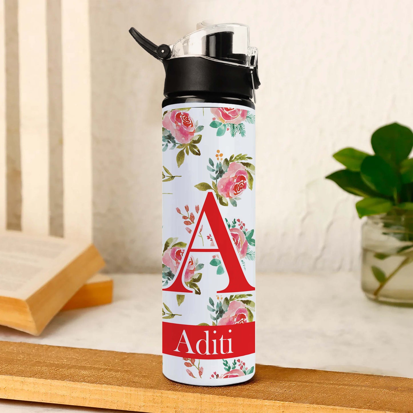 Personalised Floral Water Flip Flop Bottle