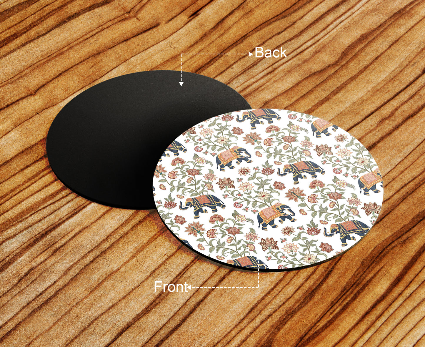 Indian Elephants and Flowers Seamless Pattern Mug and Coaster 330 ml Coffee Mug