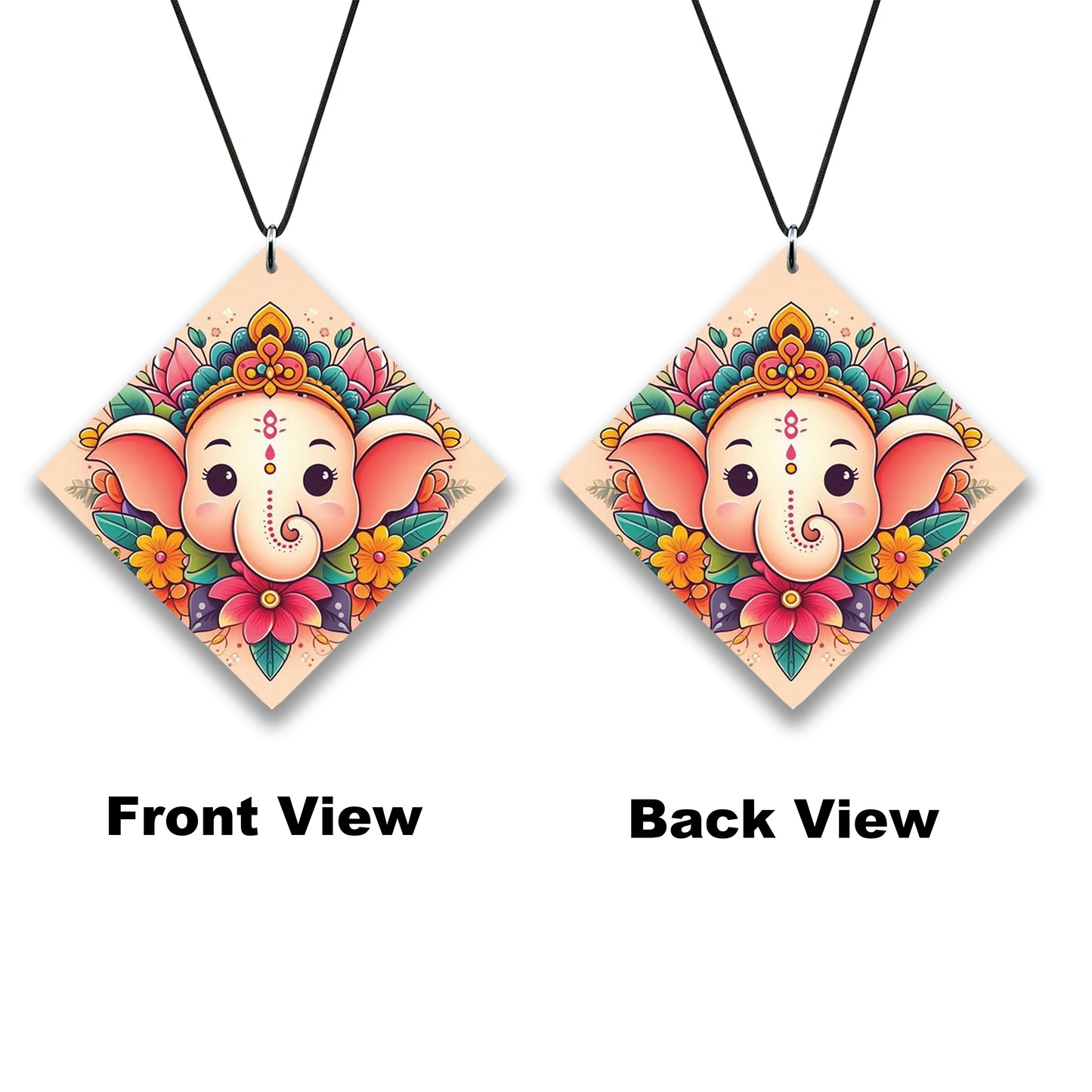 cute ganesh face vector art Premium Glossy Printed Car Hangings