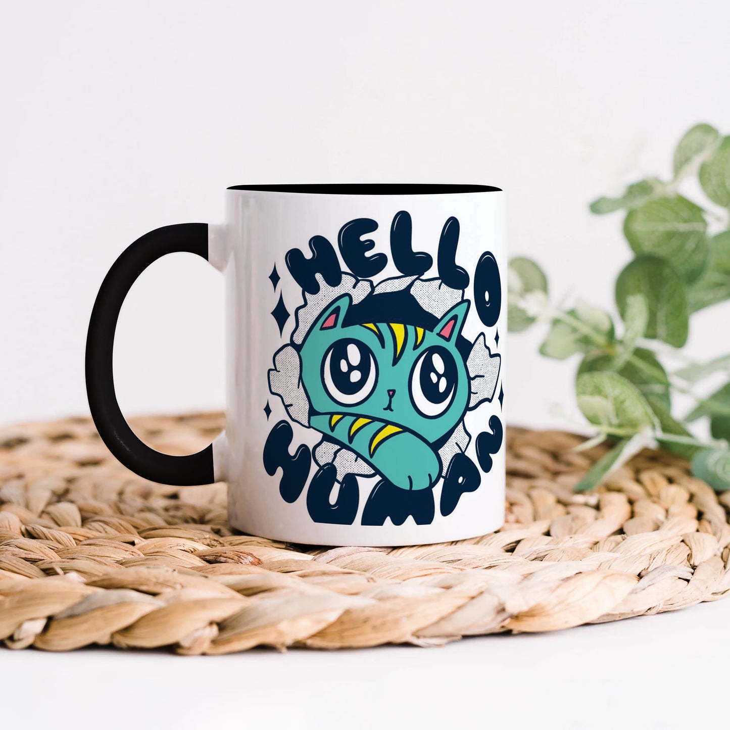 Cute Cat saying hello Human design 330 ml Coffee Mug