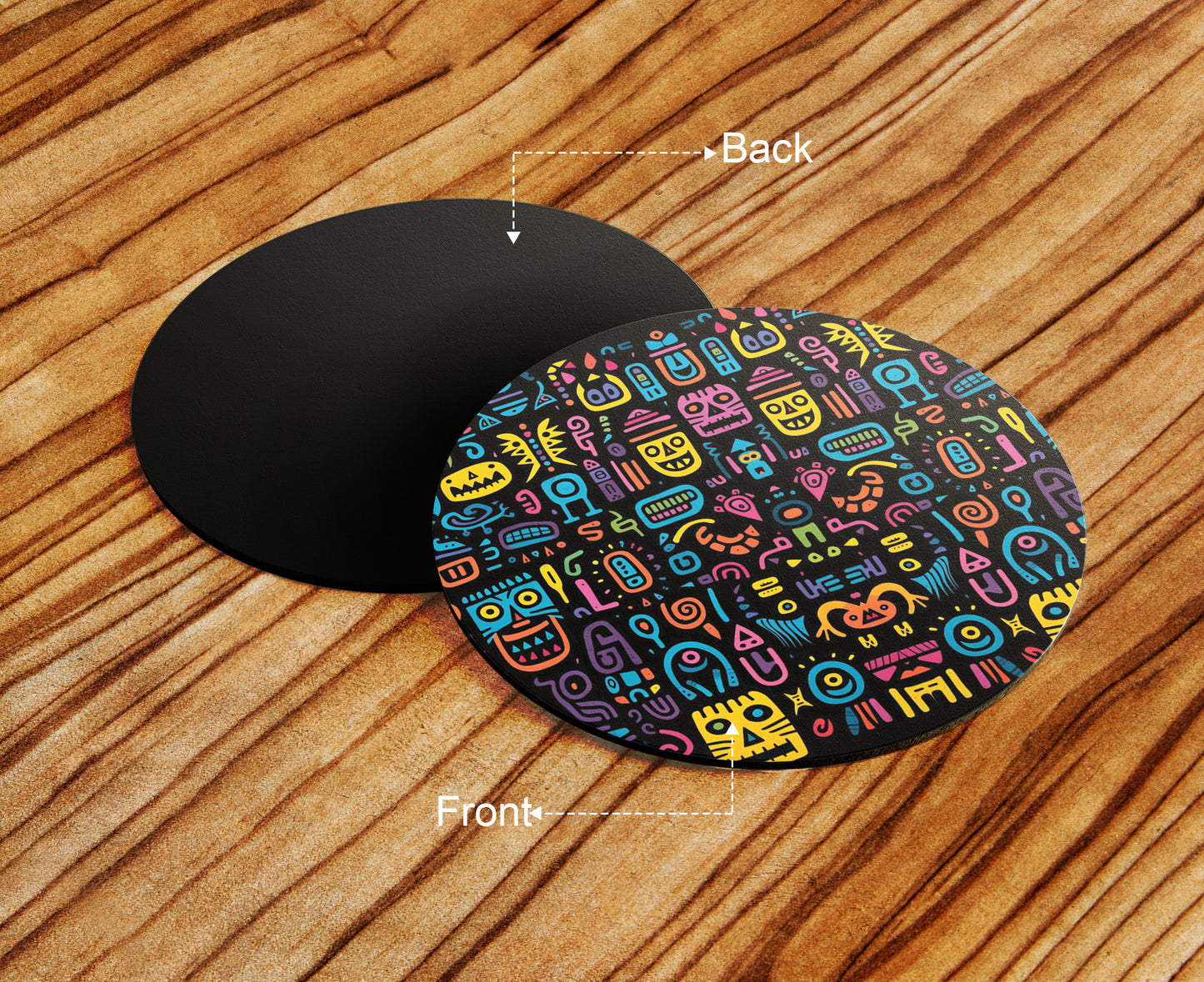 Colorful Objects Combo Mugs and Coaster(Set of 2 Mugs and 2 coasters) 330 ml Full Black Coffee Mug