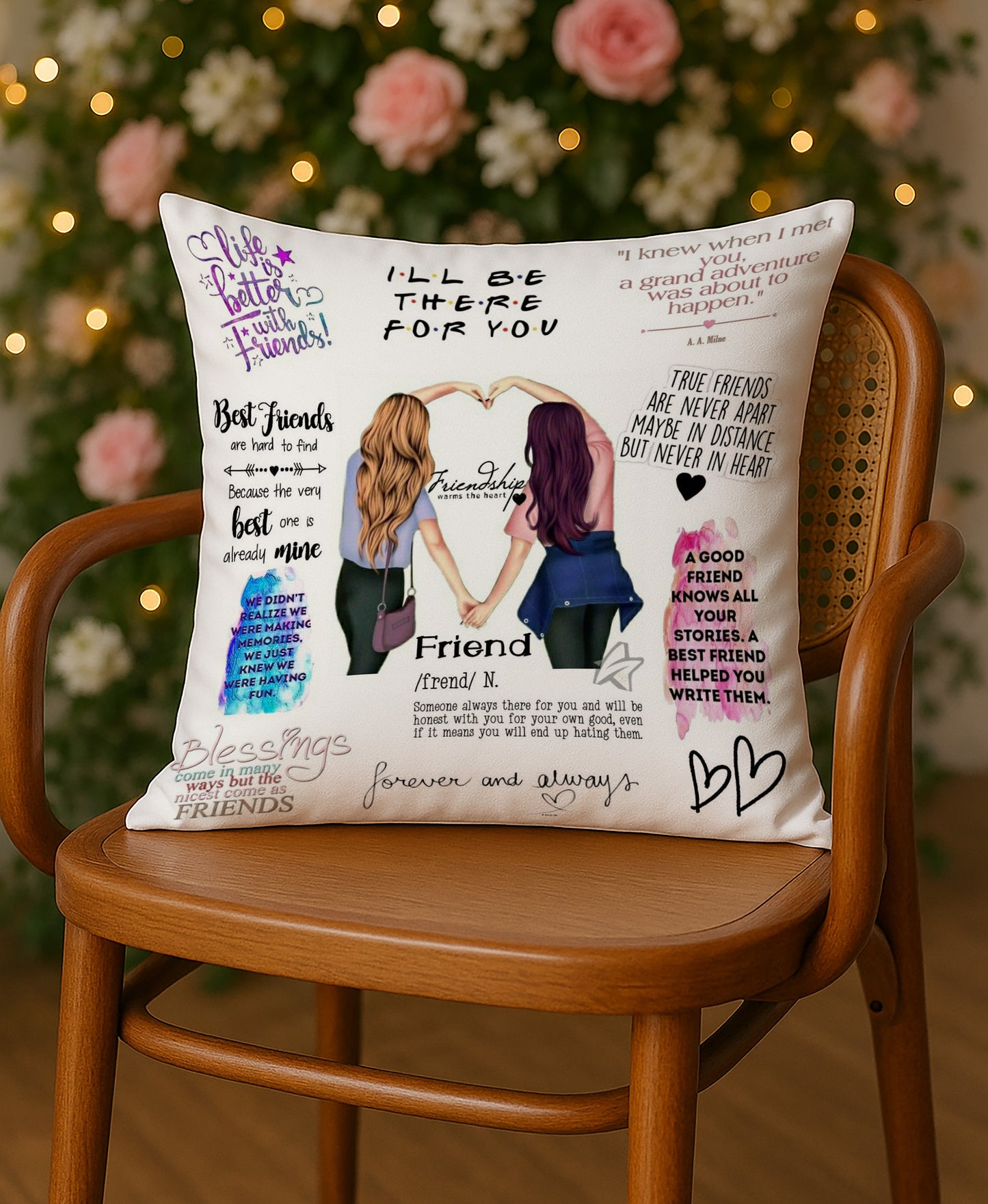 Friendship Quotes Design Cushion (12x12 inches) Pack of 1