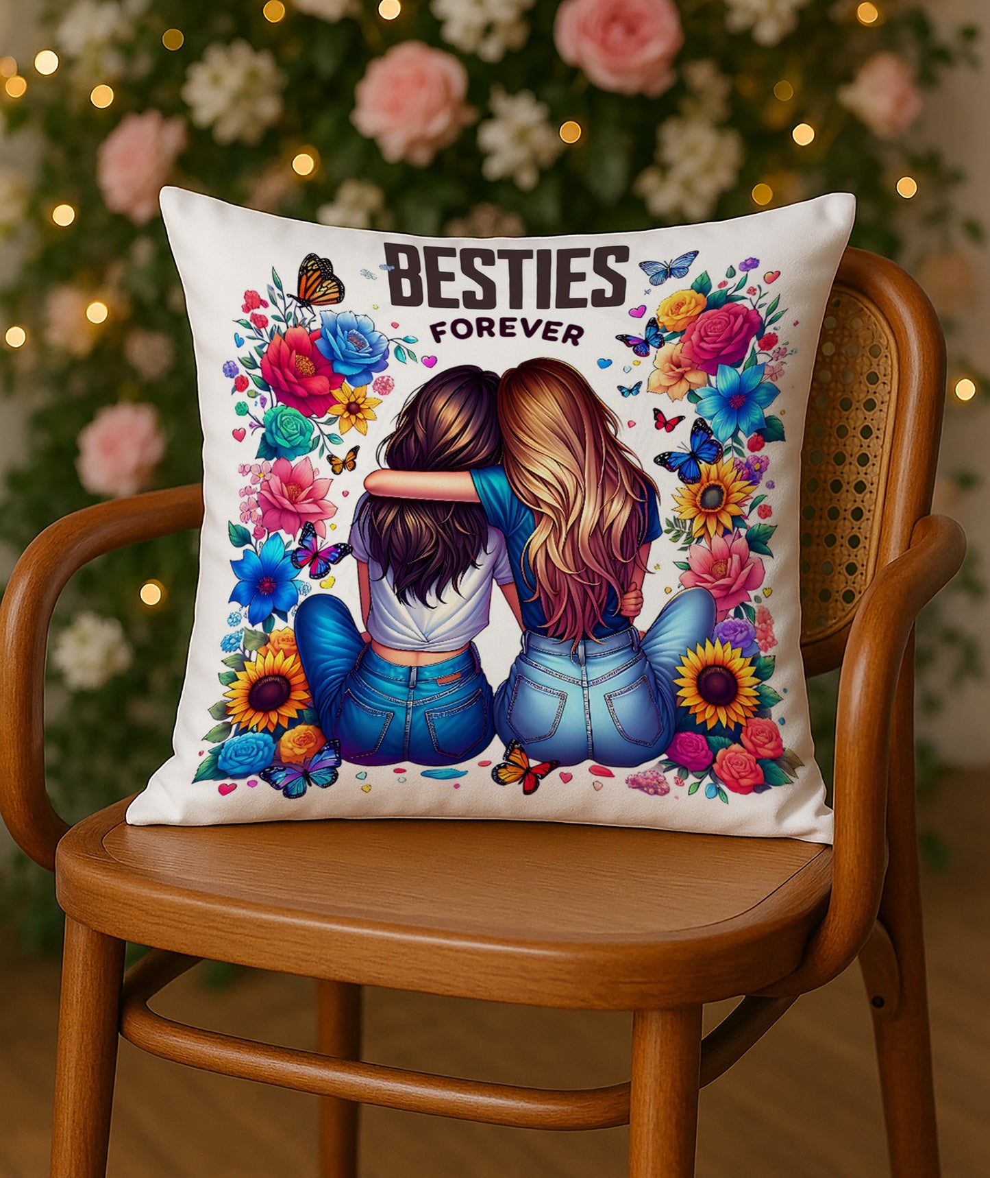 Bestie Forever Design Cushion (12x12 inches) Pack of 1