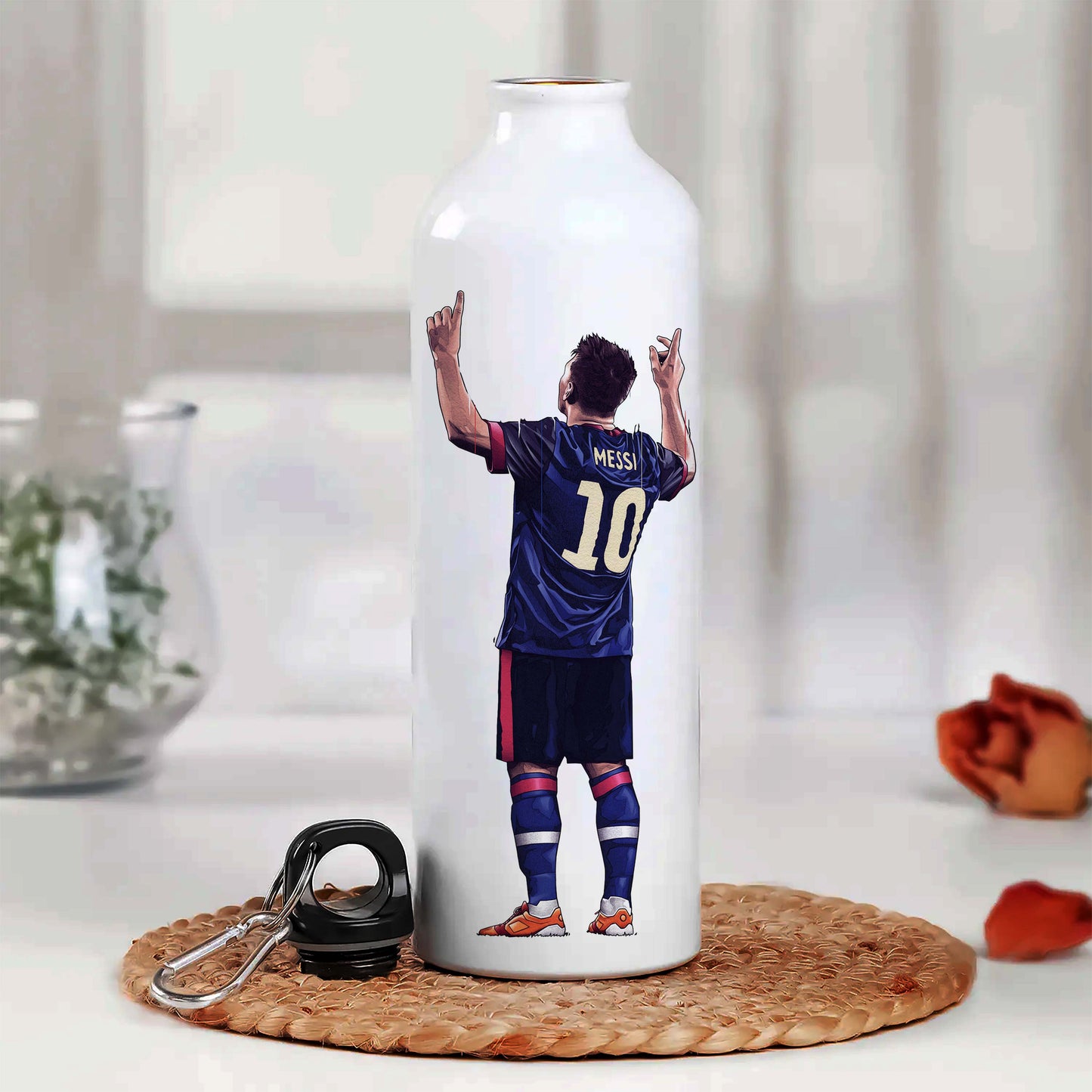 Messi Printed Aluminum Sipper Water Bottle 750 ml For Gym, Yoga, Kids, Boys, Girls, Brother, Sister, Babies, Baby, Workout, Adults