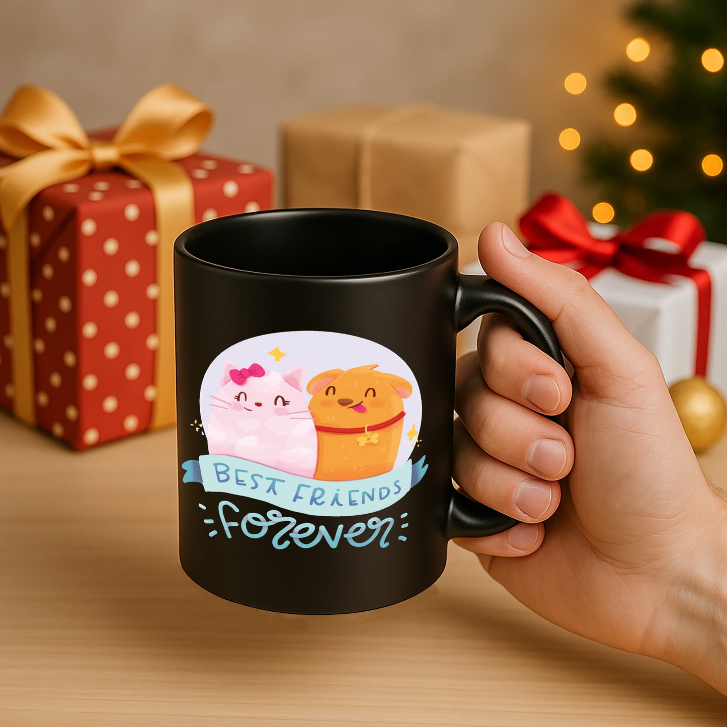 Best Friend Forever 330 ml Black Coffee Mug (Pack of 1)