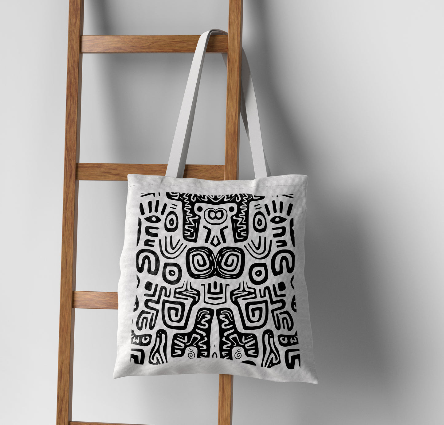 Black and white seamless Design Tote Bag (14 X 16 Inches) For Shopping, College, Travel