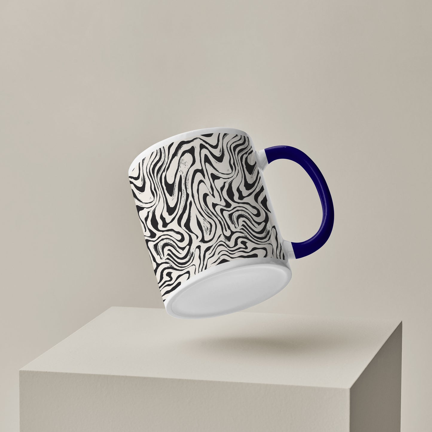 Curated pattern design Pattern Dark Blue Handle 330 ml Coffee Mug