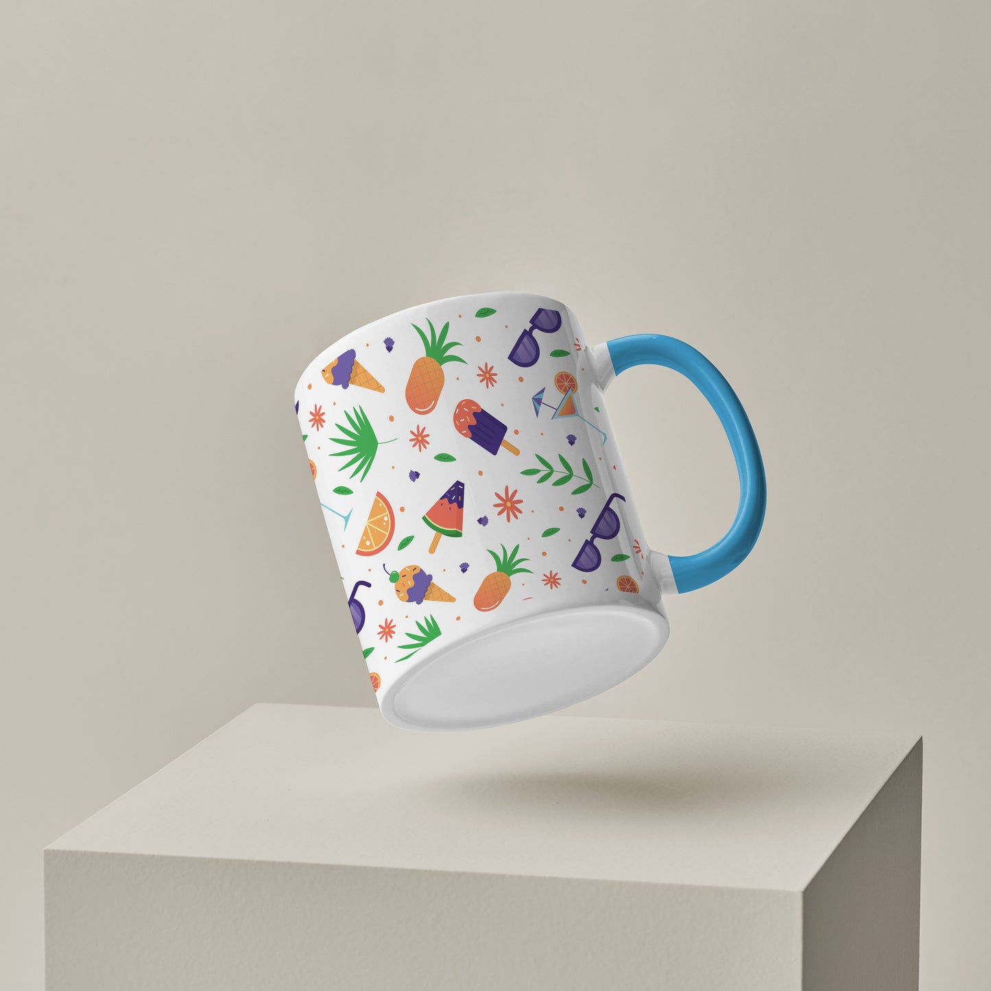 Vector Summer design Pattern Sky Blue Handle 330 ml Coffee Mug