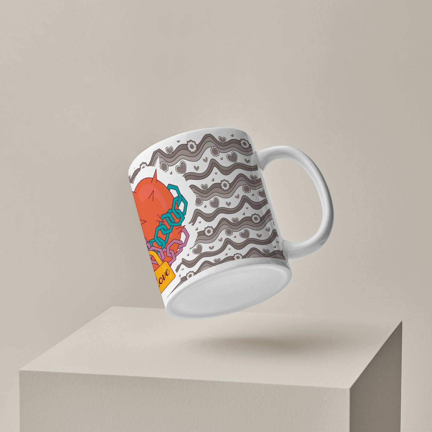 Love chain pattern design White 330 ml Coffee Mug