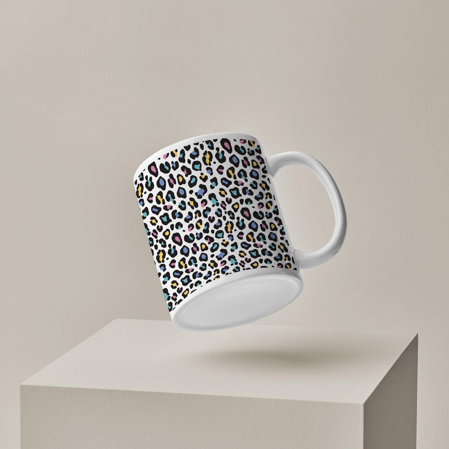 Color full Vector leopard animal motif vector seamless pattern design White 330 ml Coffee Mug