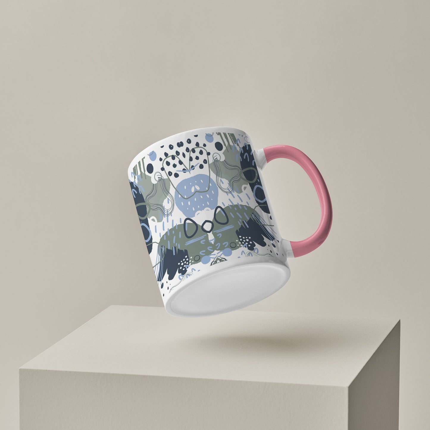 Hand art design Pattern Lite Pink Handle 330 ml Coffee Mug
