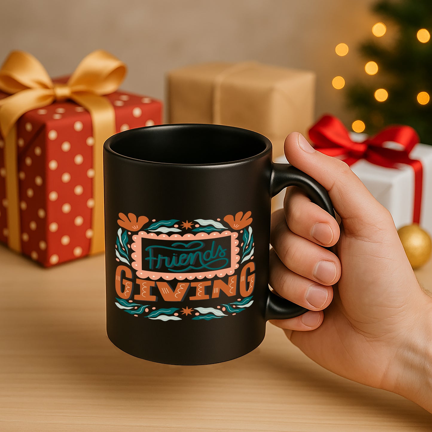 Friends Giving 330 ml Black Coffee Mug (Pack of 1)