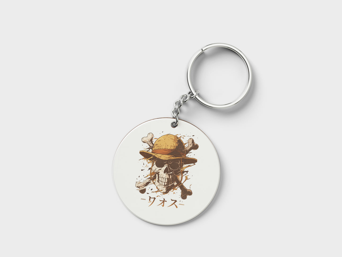 Skullcap of the house one piece Design Printed Circle Shape Wooden Keyring with Chain