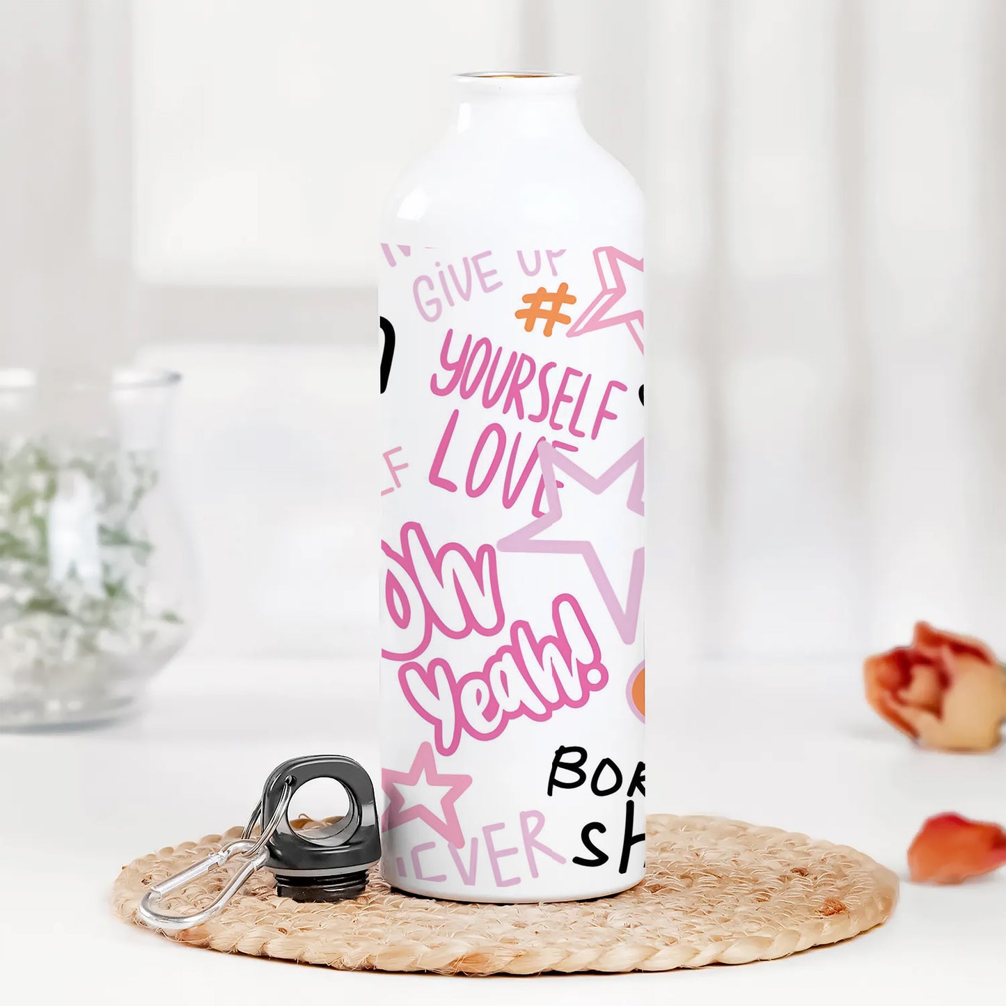 Fashion abstract seamless pattern with graffiti words Printed Normal Sipper Water Bottle 750 ml For Gym, Yoga, Kids, Boys, Girls, Brother, Sister, Babies, Baby, Workout, Adults