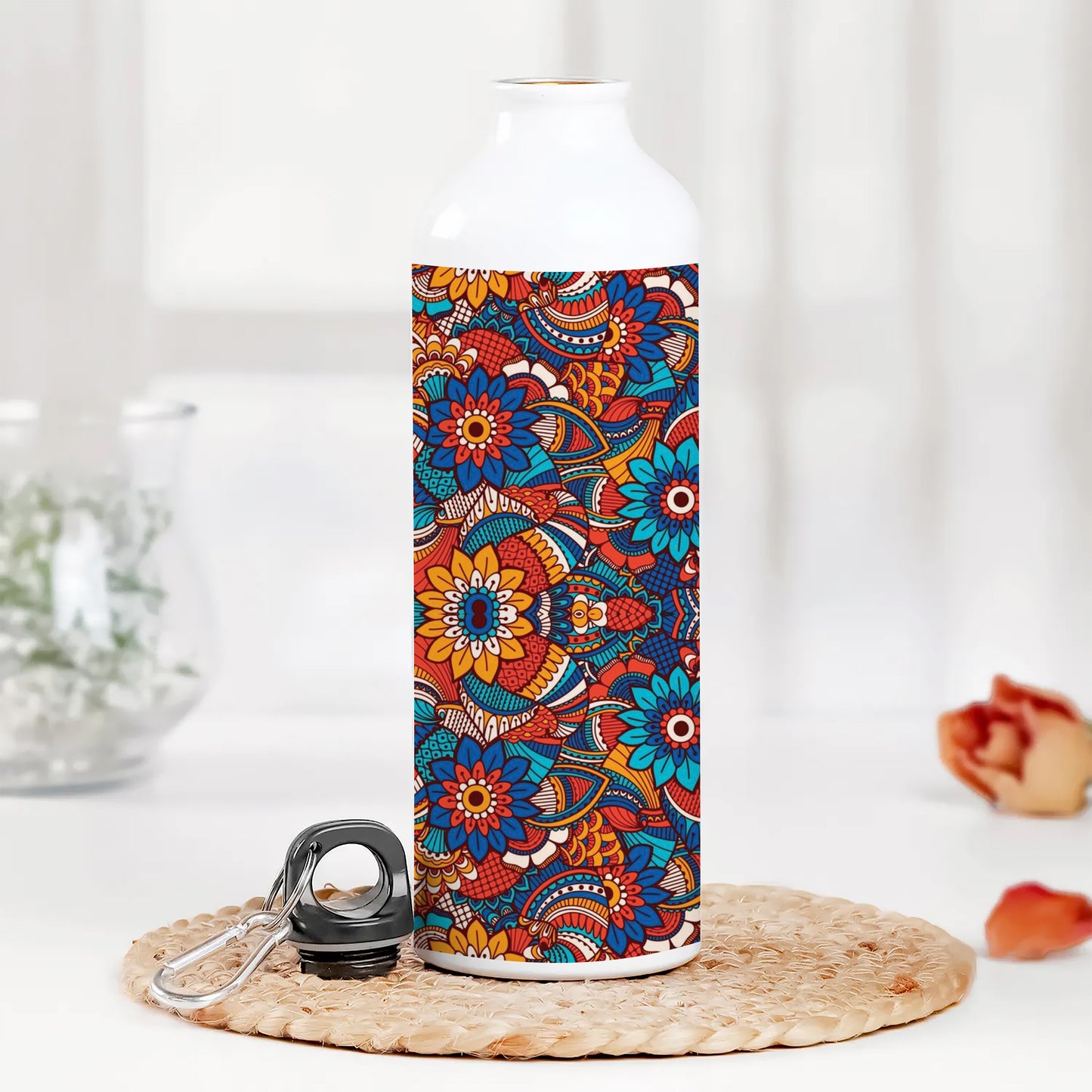 Hand drawn floral elements colorful ethnic seamless pattern Printed Normal Sipper Water Bottle 750 ml For Gym, Yoga, Kids, Boys, Girls, Brother, Sister, Babies, Baby, Workout, Adults
