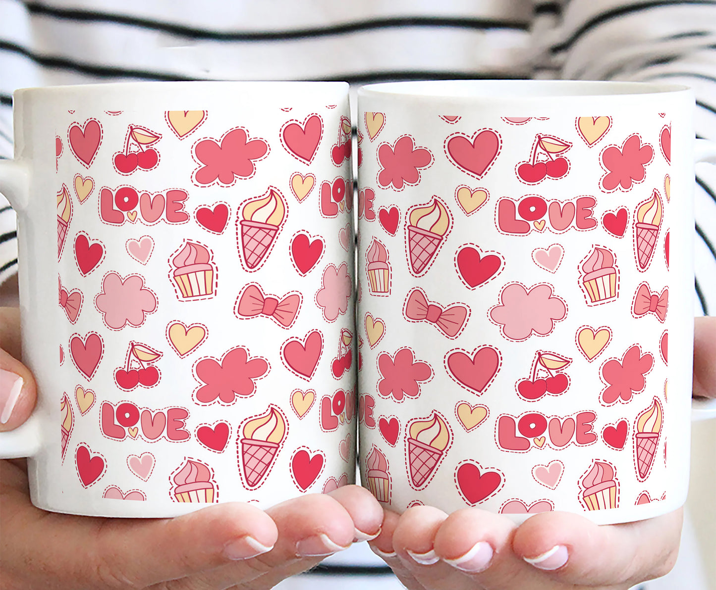 Retro pattern of decorative love elements design White 330 ml Coffee Mug