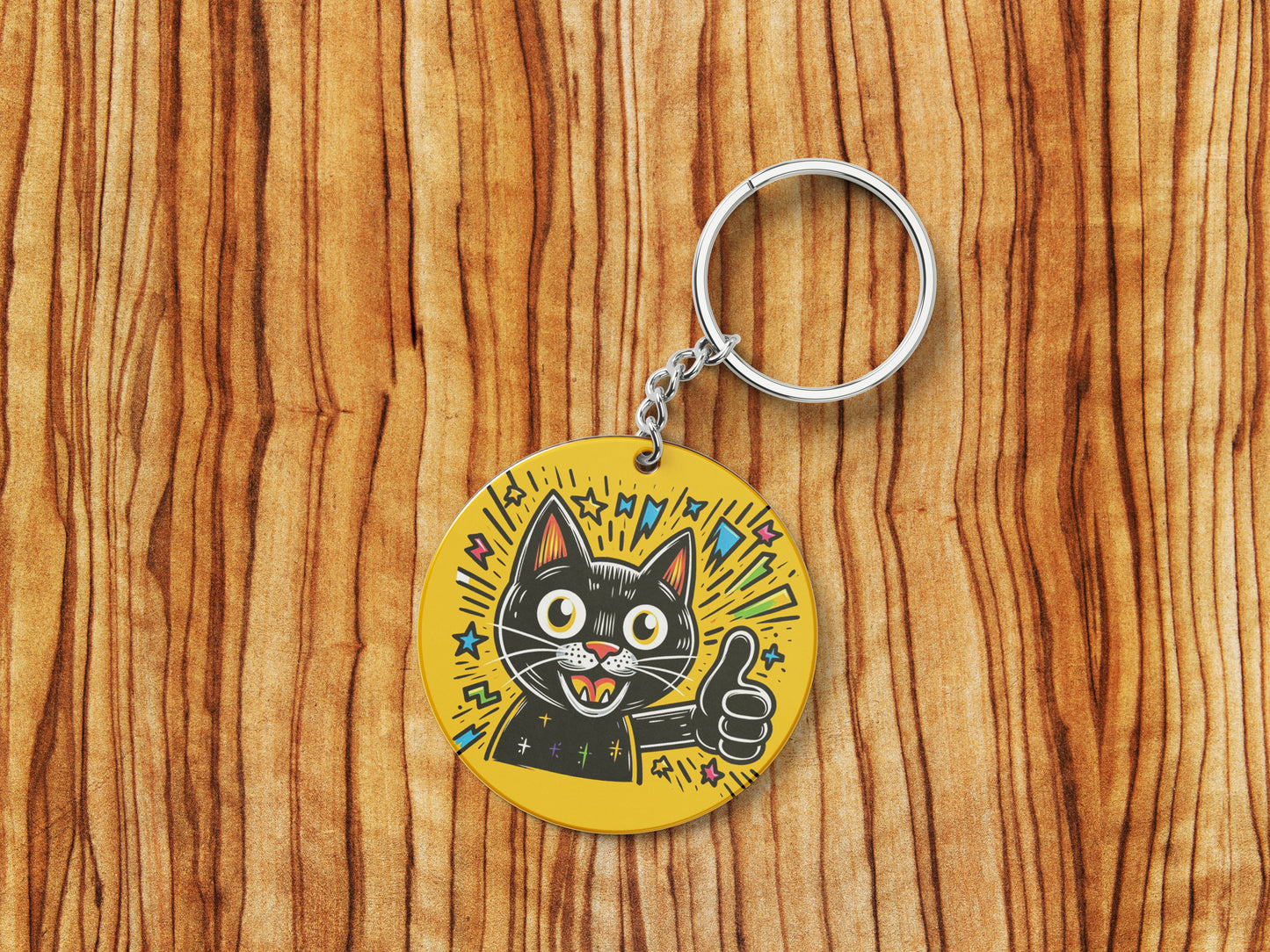Happy Kitty Cat Mug and Keychain Combo 330 ml Coffee Mug