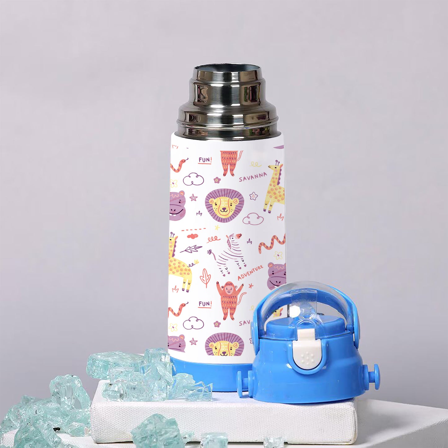 Colorful Doodle animals art and words pattern 500ml kids Bottle