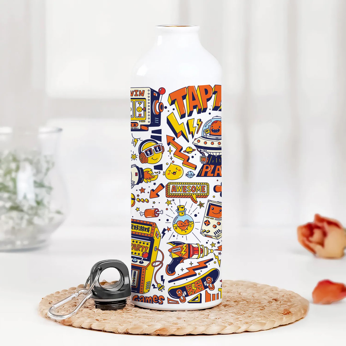 Game city colorfull doodle art Printed Normal Sipper Water Bottle 750 ml For Gym, Yoga, Kids, Boys, Girls, Brother, Sister, Babies, Baby, Workout, Adults