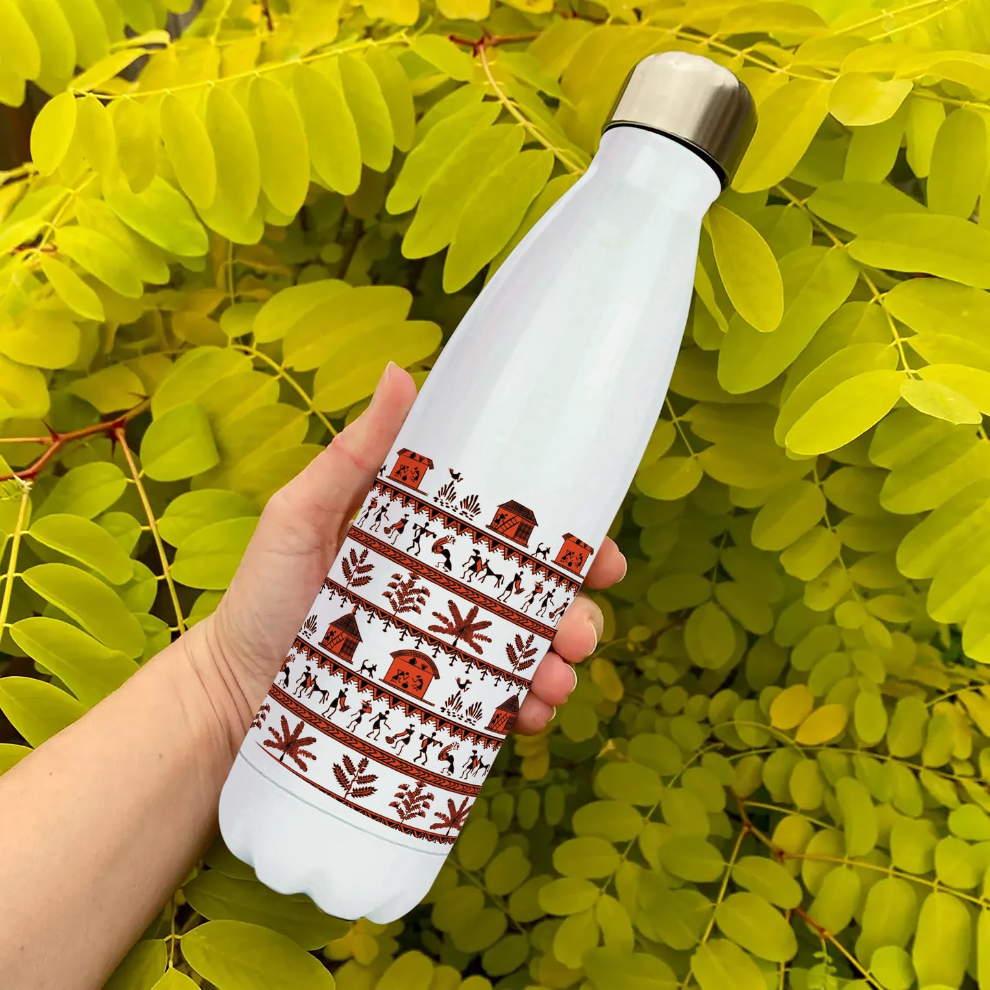 Stick Figures and house seamless pattern Cola Bottle 500ml School Bottle, Picnic Bottle, Leak Proof