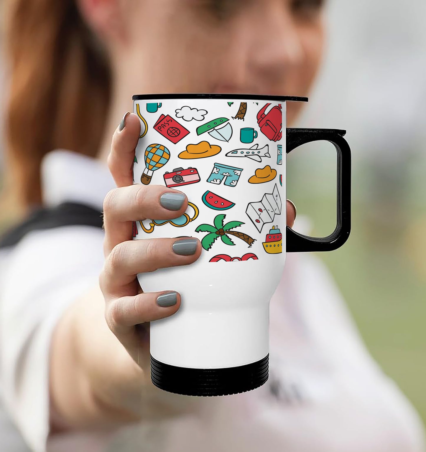 Creative travel concept doodle art Printed 350ML Travel MUG