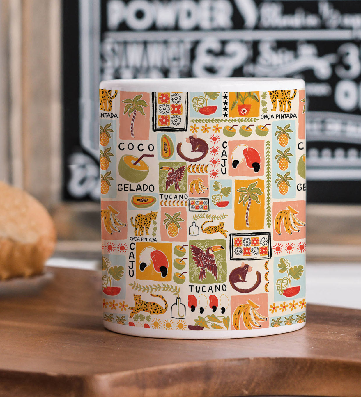 Tropical patchwork seamless pattern Combo Mugs and Coaster(Set of 2 Mugs and 2 coasters) 330 ml Coffee Mug
