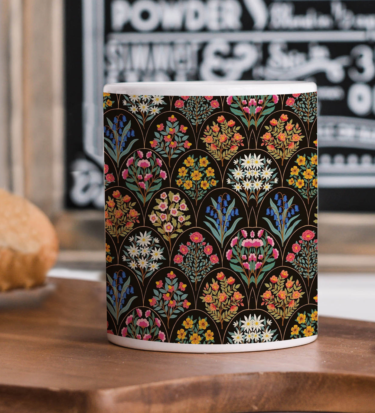 Floral Damask Pattern Combo Mugs and Coaster(Set of 2 Mugs and 2 coasters) 330 ml Coffee Mug