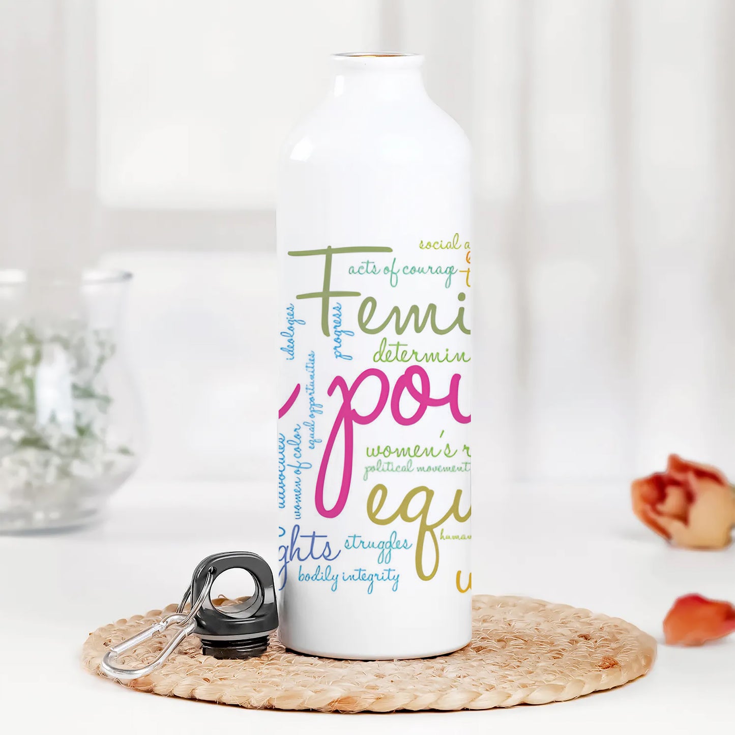 Girl Power word cloud typography pattern Printed Normal Sipper Water Bottle 750 ml For Gym, Yoga, Kids, Boys, Girls, Brother, Sister, Babies, Baby, Workout, Adults